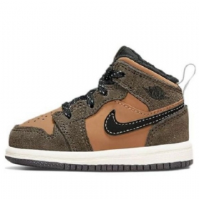 Boty Nike Air Jordan 1 Mid Tops Se Td Pro Děti Hnědé