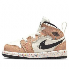 Boty Nike Air Jordan 1 Mid Tops Se Td Pro Děti Khaki Bílé