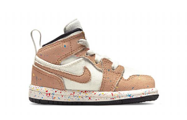 Boty Nike Air Jordan 1 Mid Tops Se Td Pro Děti Khaki Bílé
