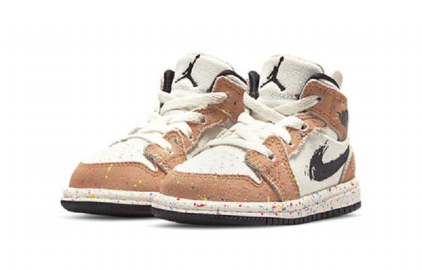 Boty Nike Air Jordan 1 Mid Tops Se Td Pro Děti Khaki Bílé
