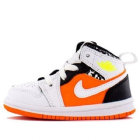 Boty Nike Air Jordan 1 Mid Tops Td Pro Děti Bílá Oranžová Černá