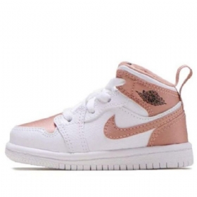 Boty Nike Air Jordan 1 Mid Tops Td Pro Děti Bílý Růžový Zlatý