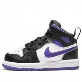 Boty Nike Air Jordan 1 Mid Tops Td Pro Děti Černá Bílý Nachový