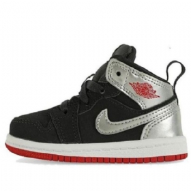 Boty Nike Air Jordan 1 Mid Tops Td Pro Děti Černá Stříbrný