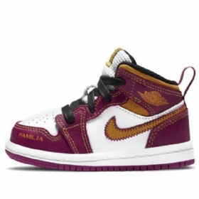 Boty Nike Air Jordan 1 Mid Tops Td Pro Děti Nachový Bílý Žlutá