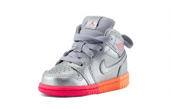 Boty Nike Air Jordan 1 Mid Tops Td Pro Děti Stříbrná Růžová