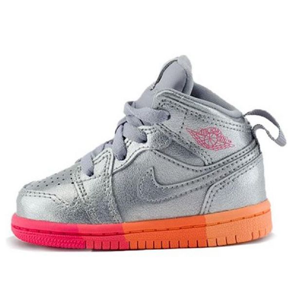 Boty Nike Air Jordan 1 Mid Tops Td Pro Děti Stříbrná Růžová
