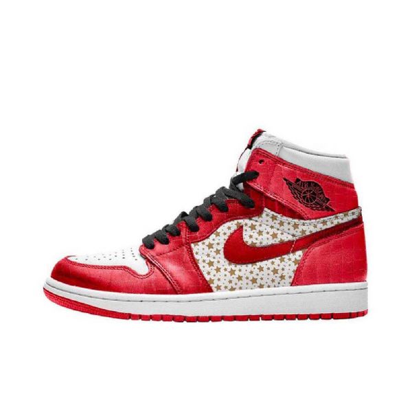 Boty Nike Supreme Jordan 1 High Tops Stars Varsity Pro Muže Červené