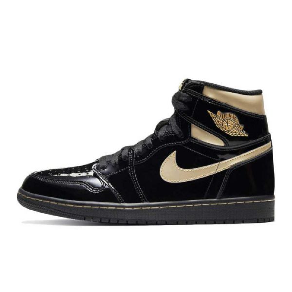 Dámské Boty Nike Air Jordan 1 High Tops Og Patent Černá Zlatý