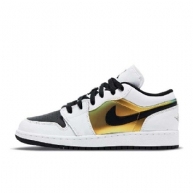 Dámské Boty Nike Air Jordan 1 Low Tops Gs Bílý Černá Zlatý