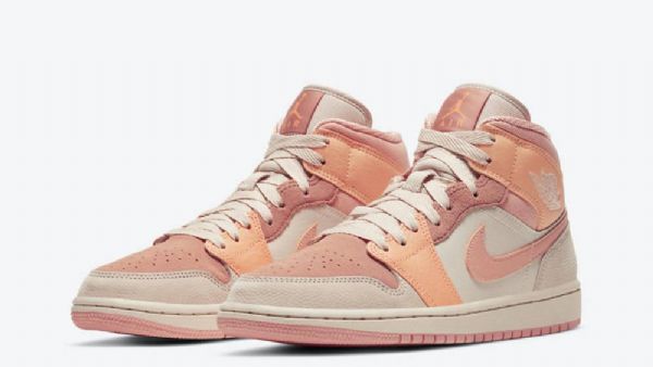 Dámské Boty Nike Air Jordan 1 Mid Tops Apricot Oranžová