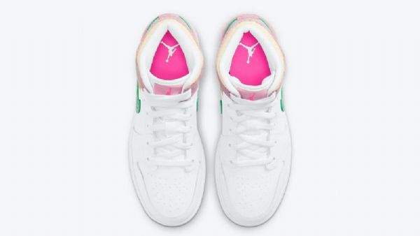 Dámské Boty Nike Air Jordan 1 Mid Tops Gs Paint Drip Pro Ženy Bílá Růžová