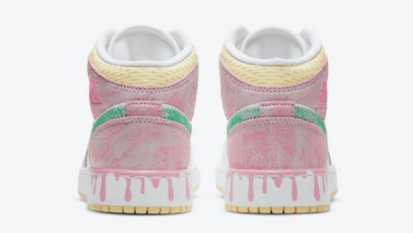 Dámské Boty Nike Air Jordan 1 Mid Tops Gs Paint Drip Pro Ženy Bílá Růžová