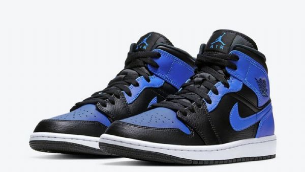 Dámské Boty Nike Air Jordan 1 Mid Tops Hyper Royal Černá Modrý