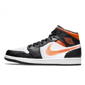 Dámské Boty Nike Air Jordan 1 Mid Tops Zig Zag Team Bílá Oranžová