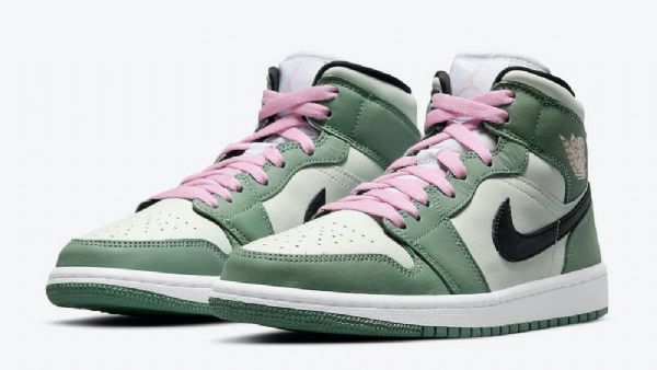 Dámské Holandské Boty Nike Air Jordan 1 Mid Tops Se Zelené