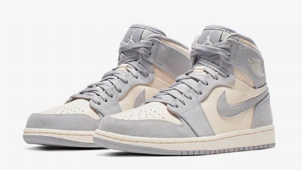 Dámské Khaki Šedé Boty Nike Air Jordan 1 High Tops Premium Ivory
