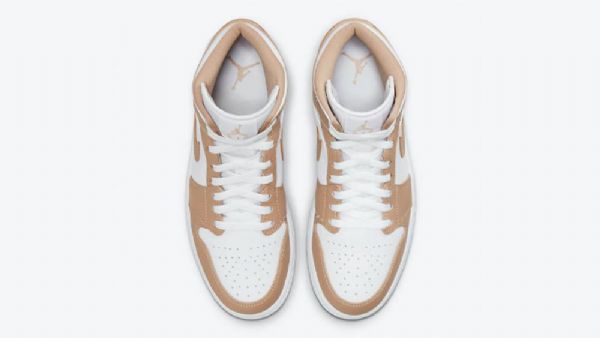Dámské Konopné Boty Nike Air Jordan 1 Mid Tops Hnědobílé