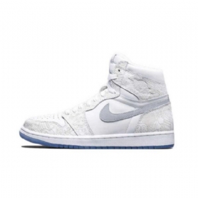 Dámské Laserové Boty Nike Air Jordan 1 High Tops Bílý Šedá