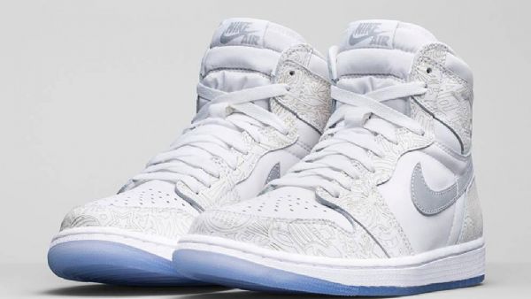 Dámské Laserové Boty Nike Air Jordan 1 High Tops Bílý Šedá