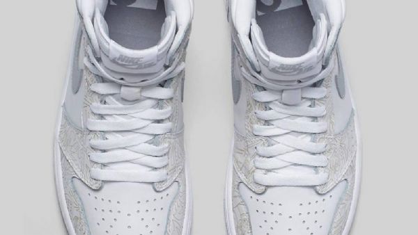 Dámské Laserové Boty Nike Air Jordan 1 High Tops Bílý Šedá