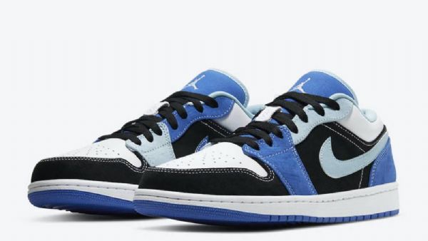 Dámské Nízké Boty Nike Air Jordan 1 Modrá Černá Bílá