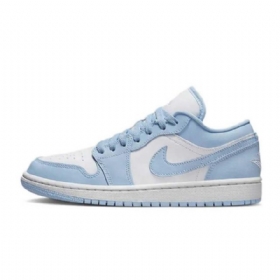 Dámské Nízké Hliníkové Boty Nike Air Jordan 1 Modrá Bílá