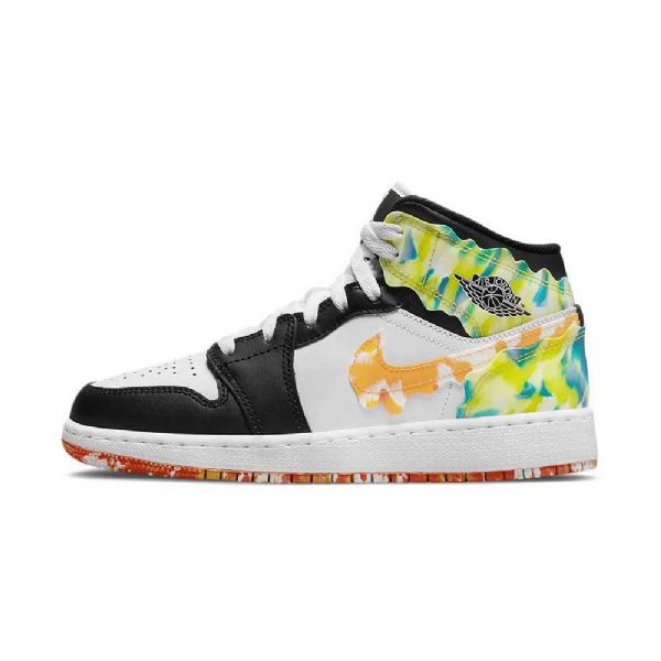 Dámské Odkapávací Boty Nike Air Jordan 1 Mid Tops Gs Černá Bílá Zelená