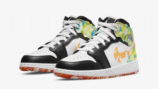 Dámské Odkapávací Boty Nike Air Jordan 1 Mid Tops Gs Černá Bílá Zelená