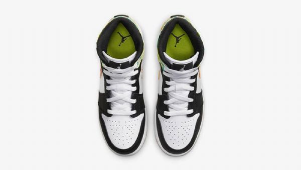 Dámské Odkapávací Boty Nike Air Jordan 1 Mid Tops Gs Černá Bílá Zelená
