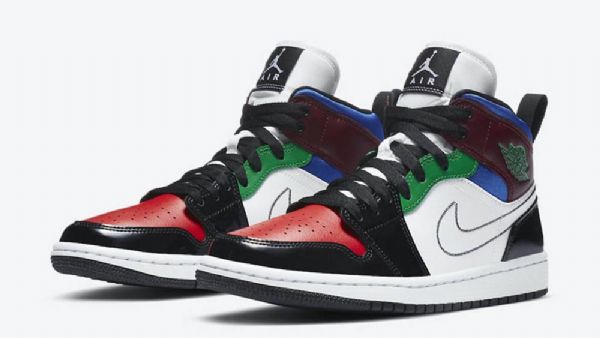 Dámské Patentované Boty Nike Air Jordan 1 Mid Tops Se Vícebarevné
