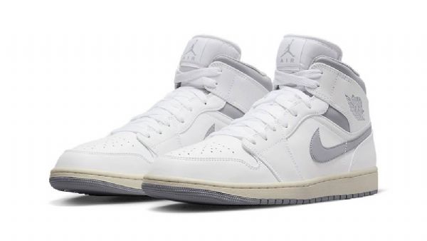 Dámské Polobotky Nike Air Jordan 1 Mid Tops Bílý Šedá