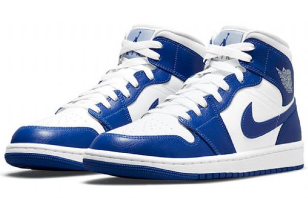 Dámské Retro Basketbalové Boty Nike Air Jordan 1 Mid Tops Modré