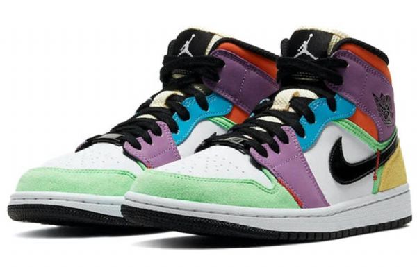 Dámské Retro Basketbalové Boty Nike Air Jordan 1 Mid Tops Se Vícebarevné