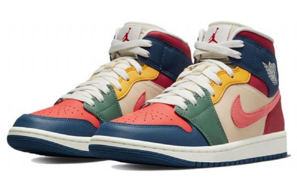 Dámské Retro Basketbalové Boty Nike Air Jordan 1 Mid Tops Se Vícebarevné
