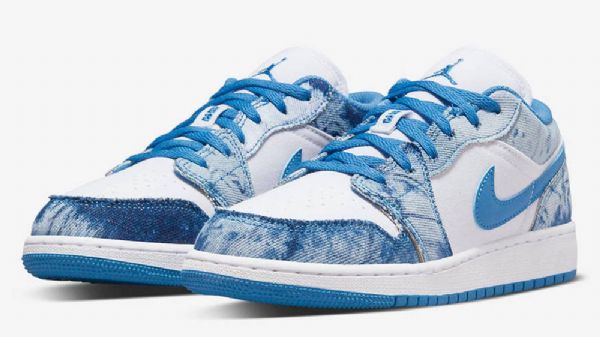 Dámské Seprané Boty Nike Air Jordan 1 Low Tops Gs Modré