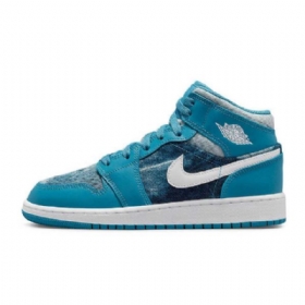 Dámské Seprané Boty Nike Air Jordan 1 Mid Tops Gs Tyrkysové