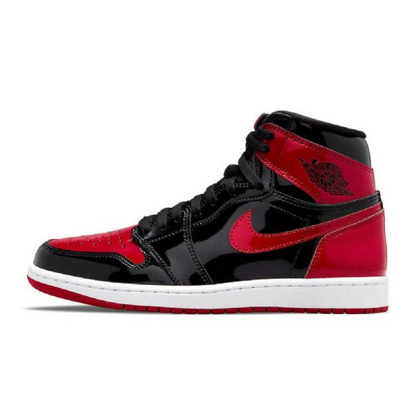 Dámské Široké Boty Nike Air Jordan 1 High Tops Og Patent Wide Černá Červený