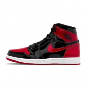 Dámské Široké Boty Nike Air Jordan 1 High Tops Og Patent Wide Černá Červený