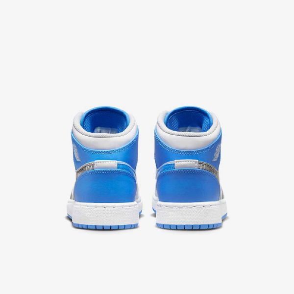 Dětské Školní Boty Nike Air Jordan 1 Mid Tops Sneaker Bílý Modrý