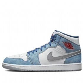 Francouzské Retro Basketbalové Boty Nike Air Jordan 1 Mid Tops Se Pro Muže Modré
