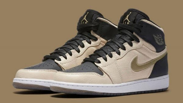 Nike Air Jordan 1 High Tops Pearl Boty Pro Muže Khaki Černé Bílé Zlato