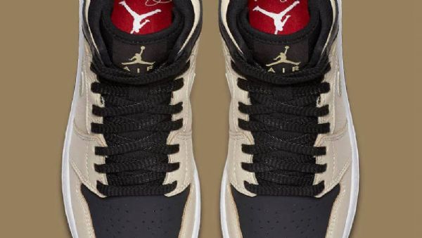 Nike Air Jordan 1 High Tops Pearl Boty Pro Muže Khaki Černé Bílé Zlato