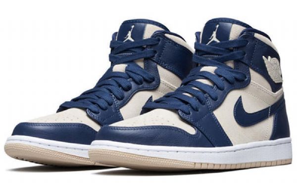 Nike Air Jordan 1 High Tops Retro Basketbalové Boty Pro Ženy Tmavě Modrá Whipped Cream