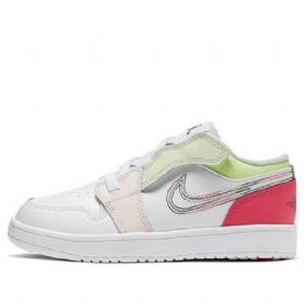 Nike Air Jordan 1 Low Tops Alt Ps Retro Basketbalové Boty Pro Děti Bílé