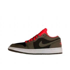 Nike Air Jordan 1 Low Tops Karmínové Boty Pro Ženy Černá Olivově Zelená