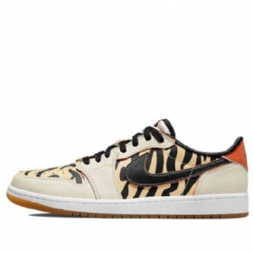 Nike Air Jordan 1 Low Tops Og Retro Basketbalové Boty Pro Muže Leopard Béžová