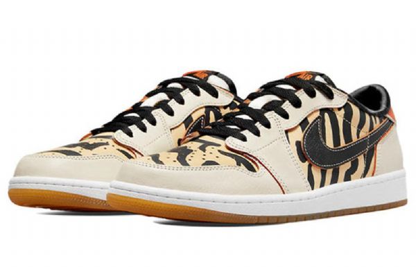 Nike Air Jordan 1 Low Tops Og Retro Basketbalové Boty Pro Muže Leopard Béžová