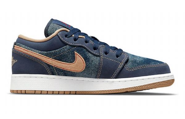 Nike Air Jordan 1 Low Tops Se Gs Retro Basketbalové Boty Pro Muže V Tmavě Modré Barvě