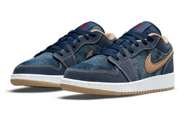 Nike Air Jordan 1 Low Tops Se Gs Retro Basketbalové Boty Pro Muže V Tmavě Modré Barvě
